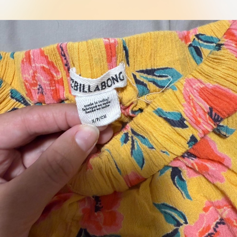 Billabong High Waist Yellow and Pink Floral Shorts - Picture 2 of 2